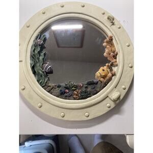 Vintage Decorative Porthole Mirror 14 Inch With Ocean Figures